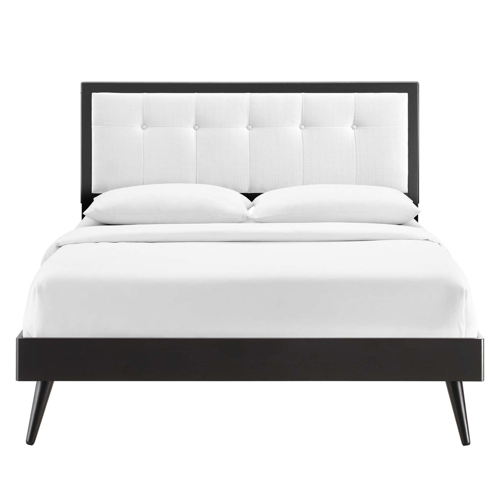 Willow Wood King Platform Bed With Splayed Legs - Black White