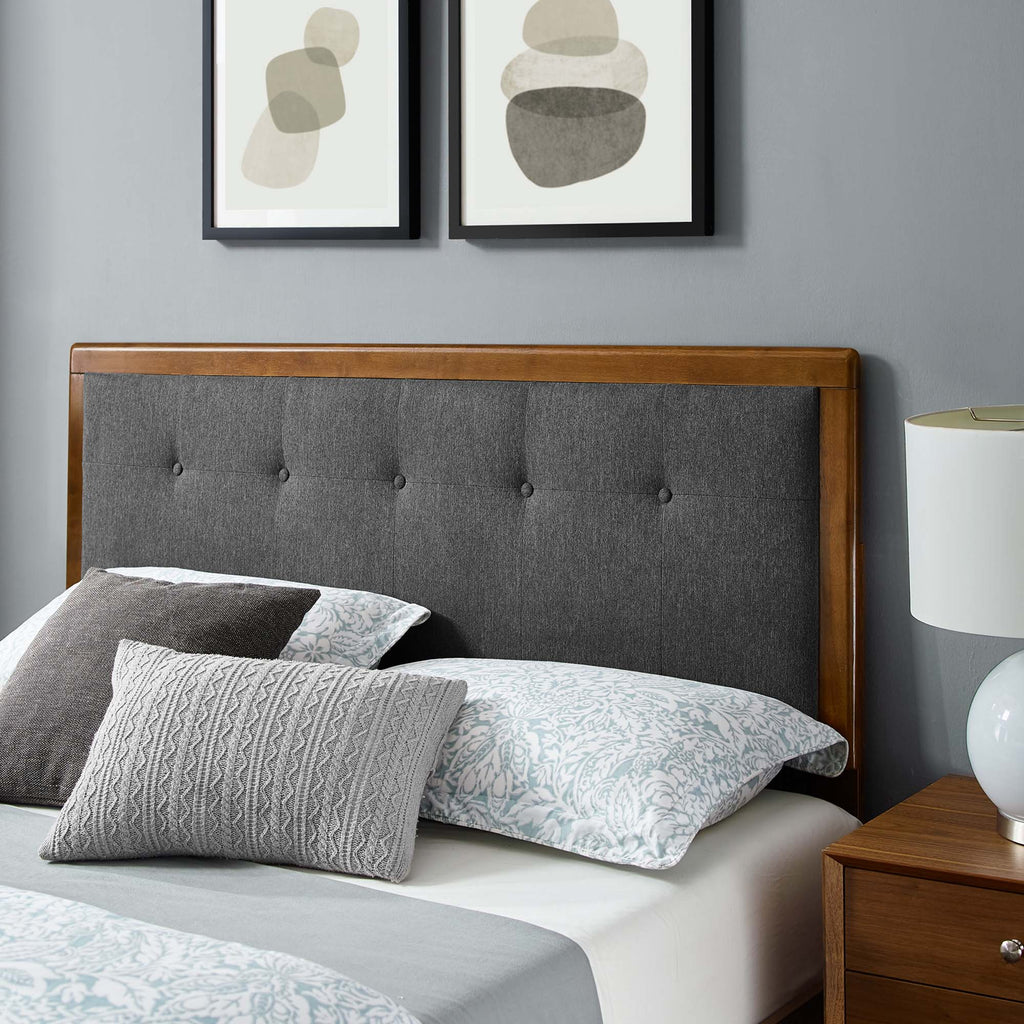Willow Wood King Platform Bed With Splayed Legs - Walnut Charcoal