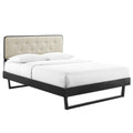 Bridgette Wood Full Platform Bed With Angular Frame - Black Beige