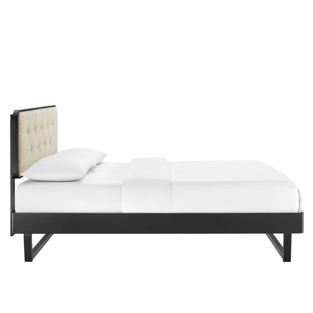 Bridgette Wood Full Platform Bed With Angular Frame - Black Beige