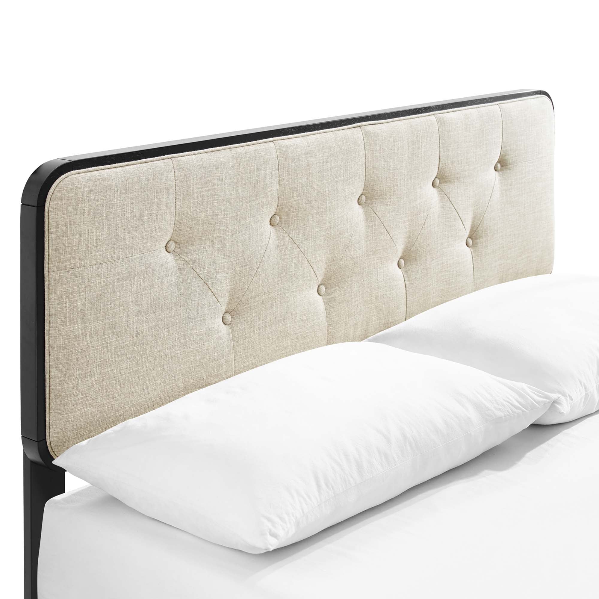Bridgette Wood Full Platform Bed With Angular Frame - Black Beige