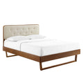Bridgette Wood Full Platform Bed With Angular Frame - Walnut Beige