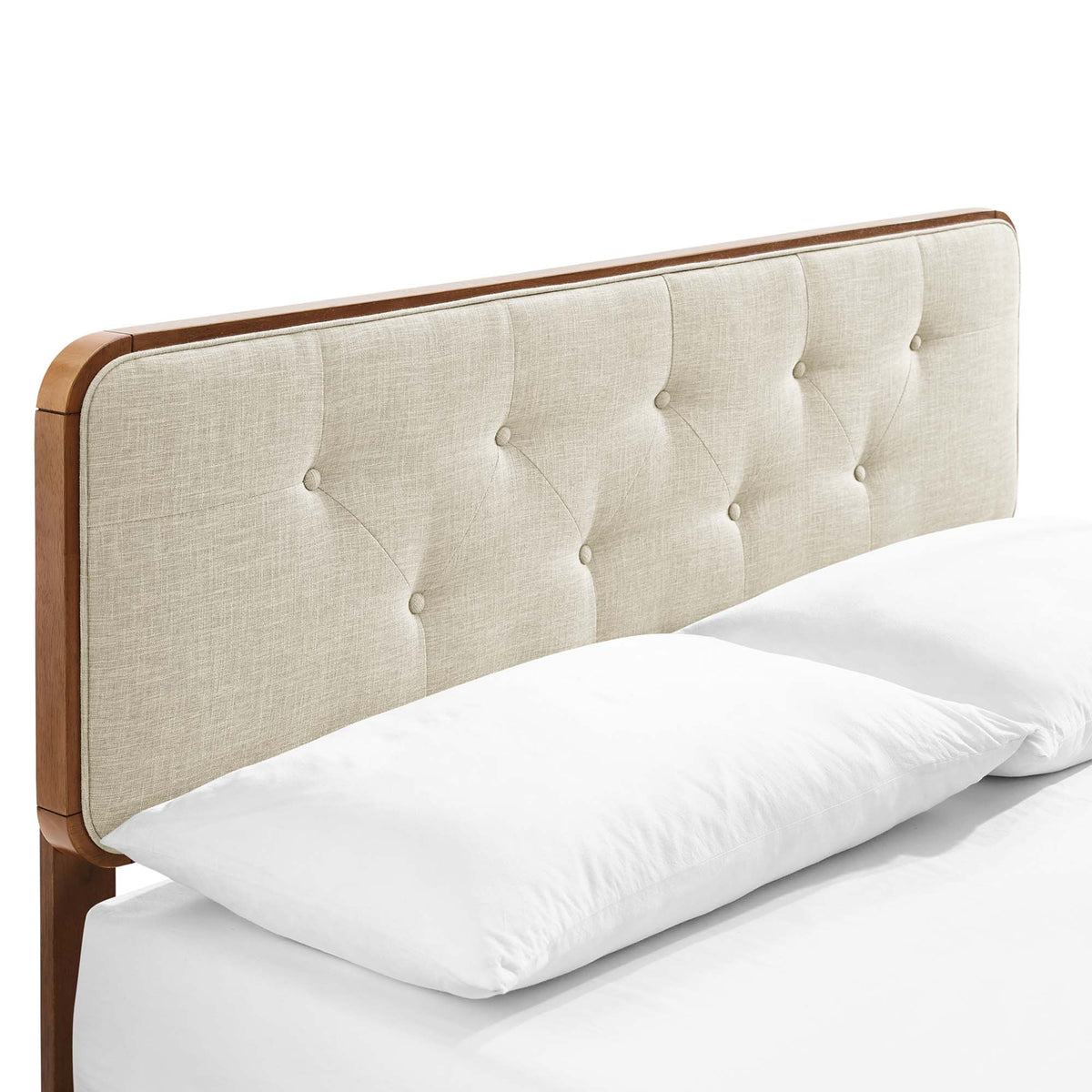 Bridgette Wood Full Platform Bed With Angular Frame - Walnut Beige