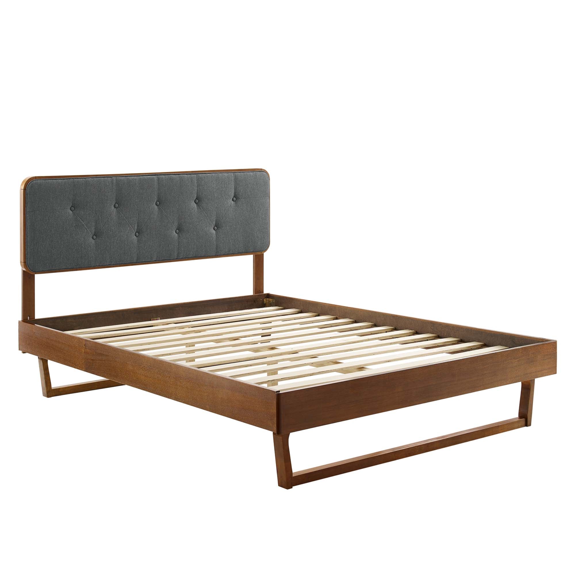 Bridgette Wood Full Platform Bed With Angular Frame - Walnut Charcoal