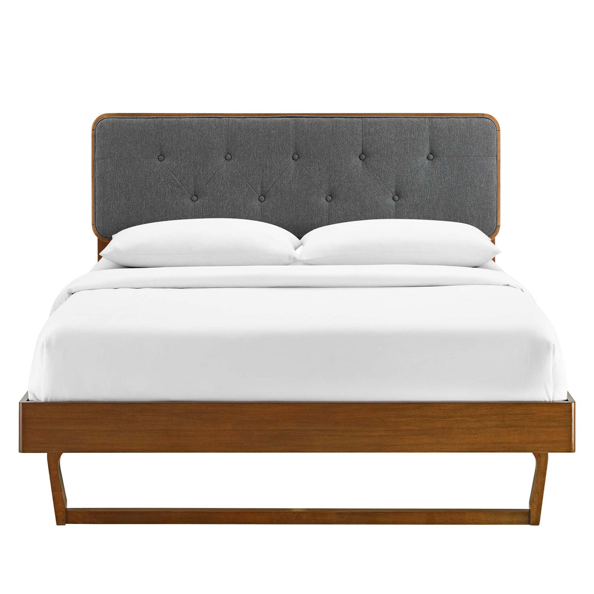 Bridgette Wood Full Platform Bed With Angular Frame - Walnut Charcoal