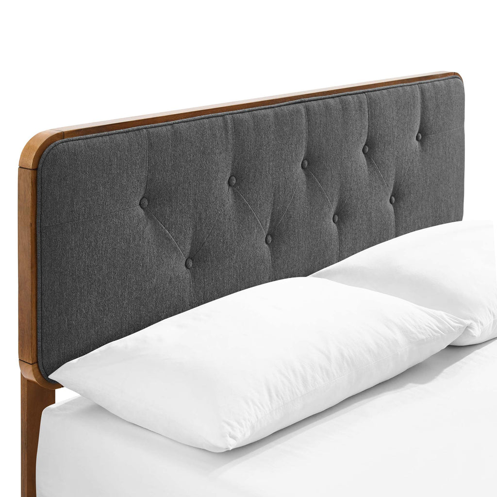 Bridgette Wood Full Platform Bed With Angular Frame - Walnut Charcoal
