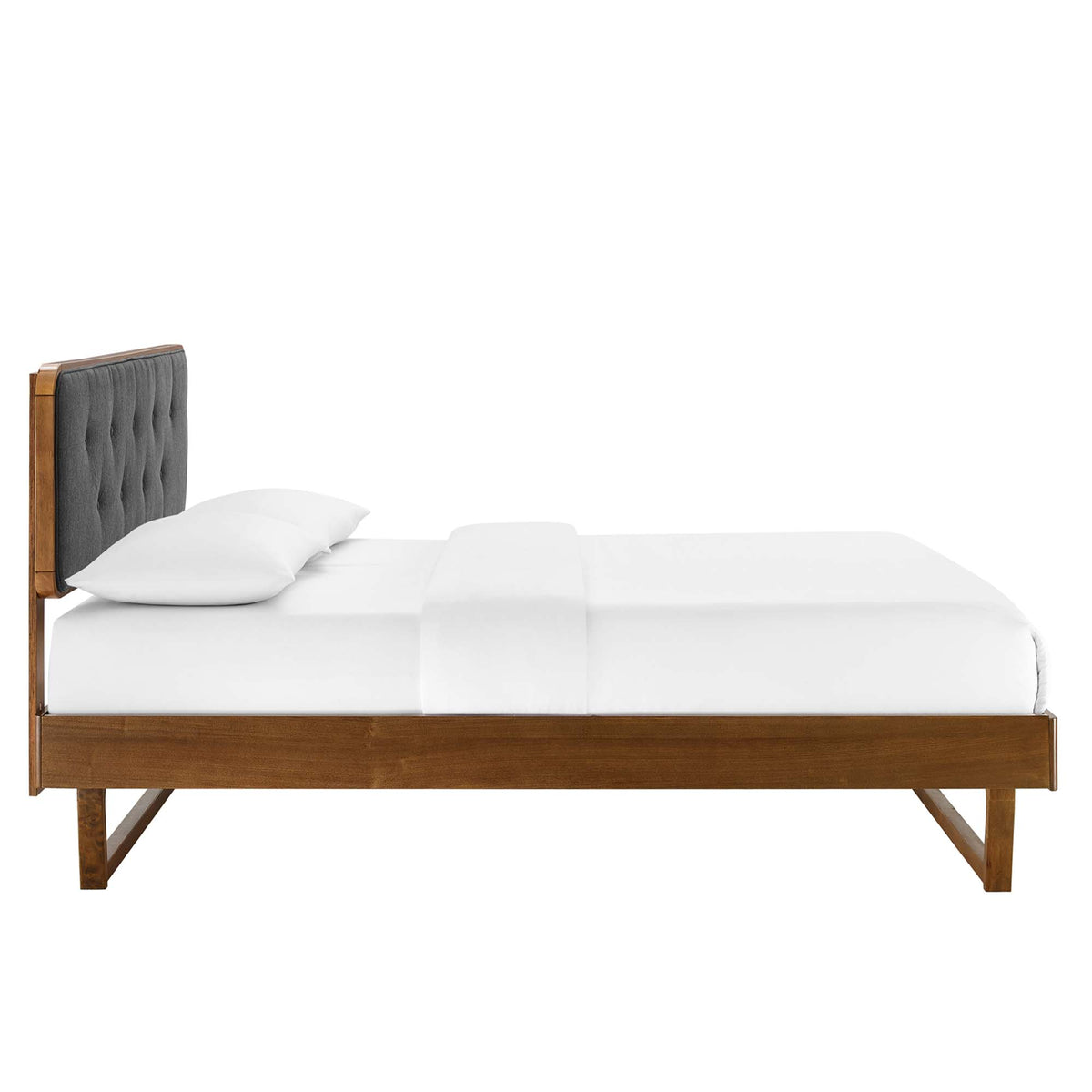 Bridgette Wood King Platform Bed With Angular Frame - Walnut Charcoal