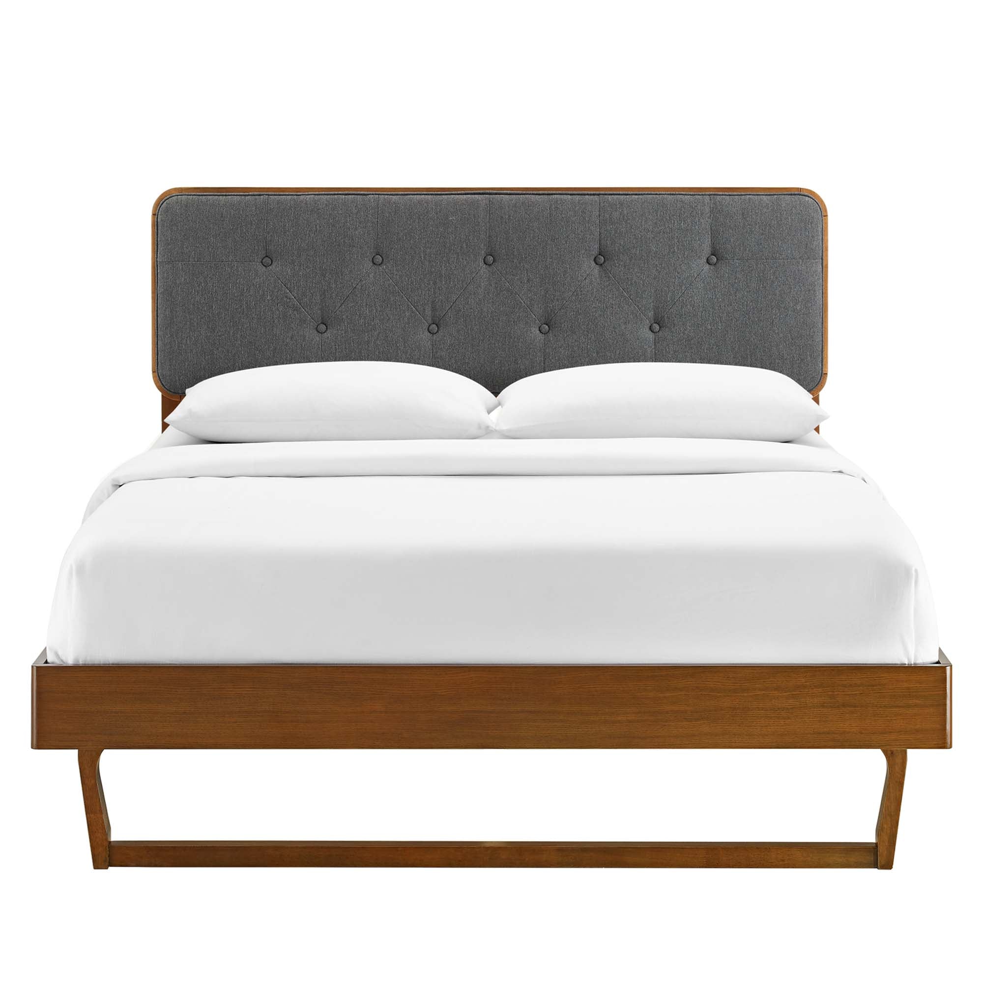Bridgette Wood King Platform Bed With Angular Frame - Walnut Charcoal