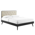 Bridgette Wood Full Platform Bed With Splayed Legs - Black Beige