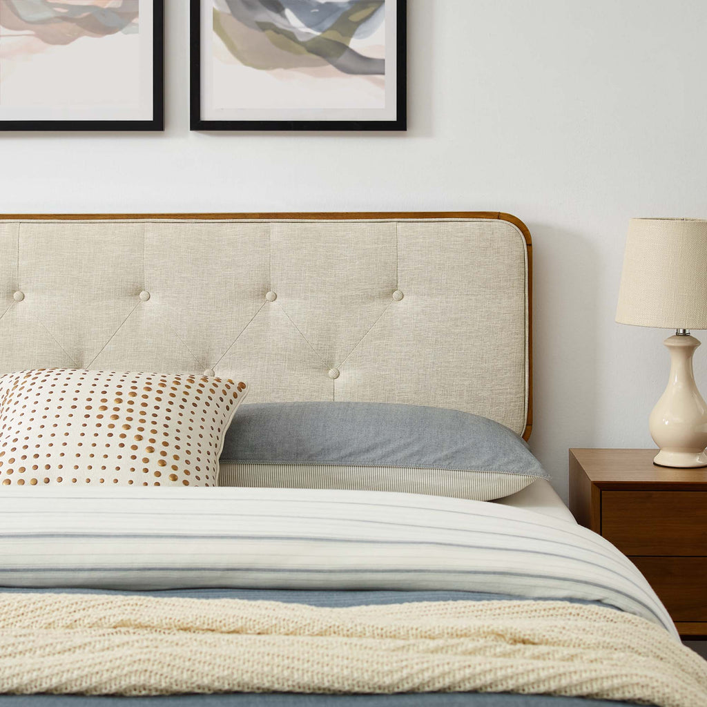 Bridgette Wood Full Platform Bed With Splayed Legs - Walnut Beige