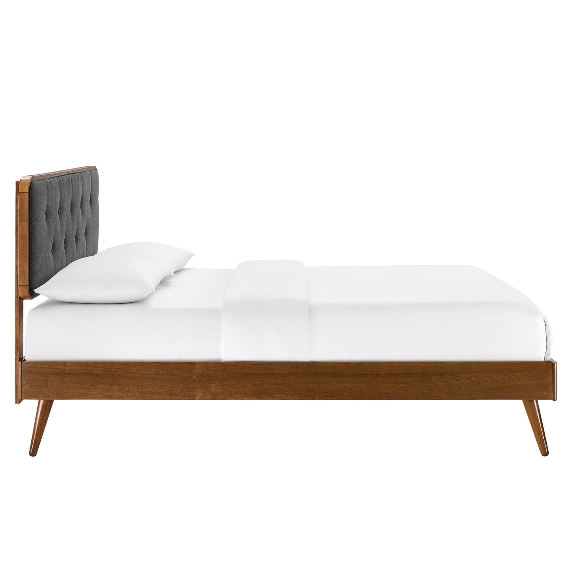 Bridgette Wood Full Platform Bed With Splayed Legs - Walnut Charcoal