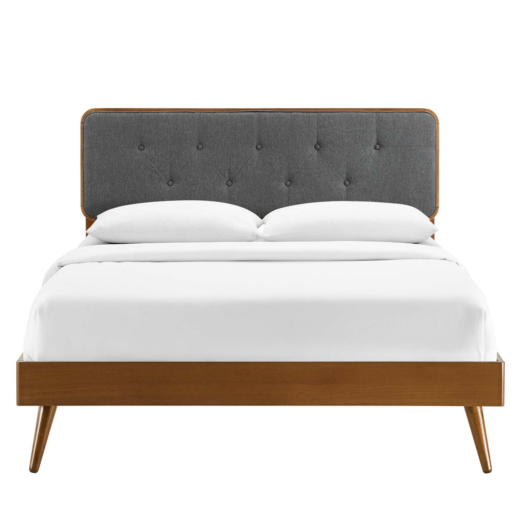 Bridgette Wood Full Platform Bed With Splayed Legs - Walnut Charcoal