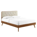 Bridgette Wood King Platform Bed With Splayed Legs - Walnut Beige