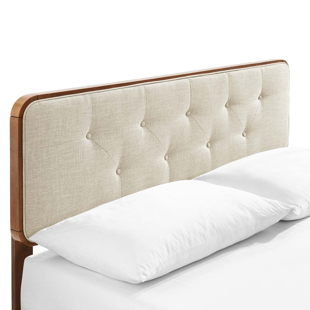 Bridgette Wood King Platform Bed With Splayed Legs - Walnut Beige
