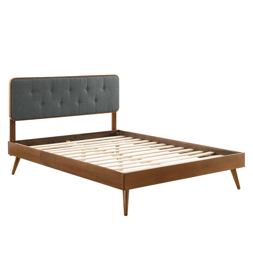 Bridgette Wood King Platform Bed With Splayed Legs - Walnut Charcoal