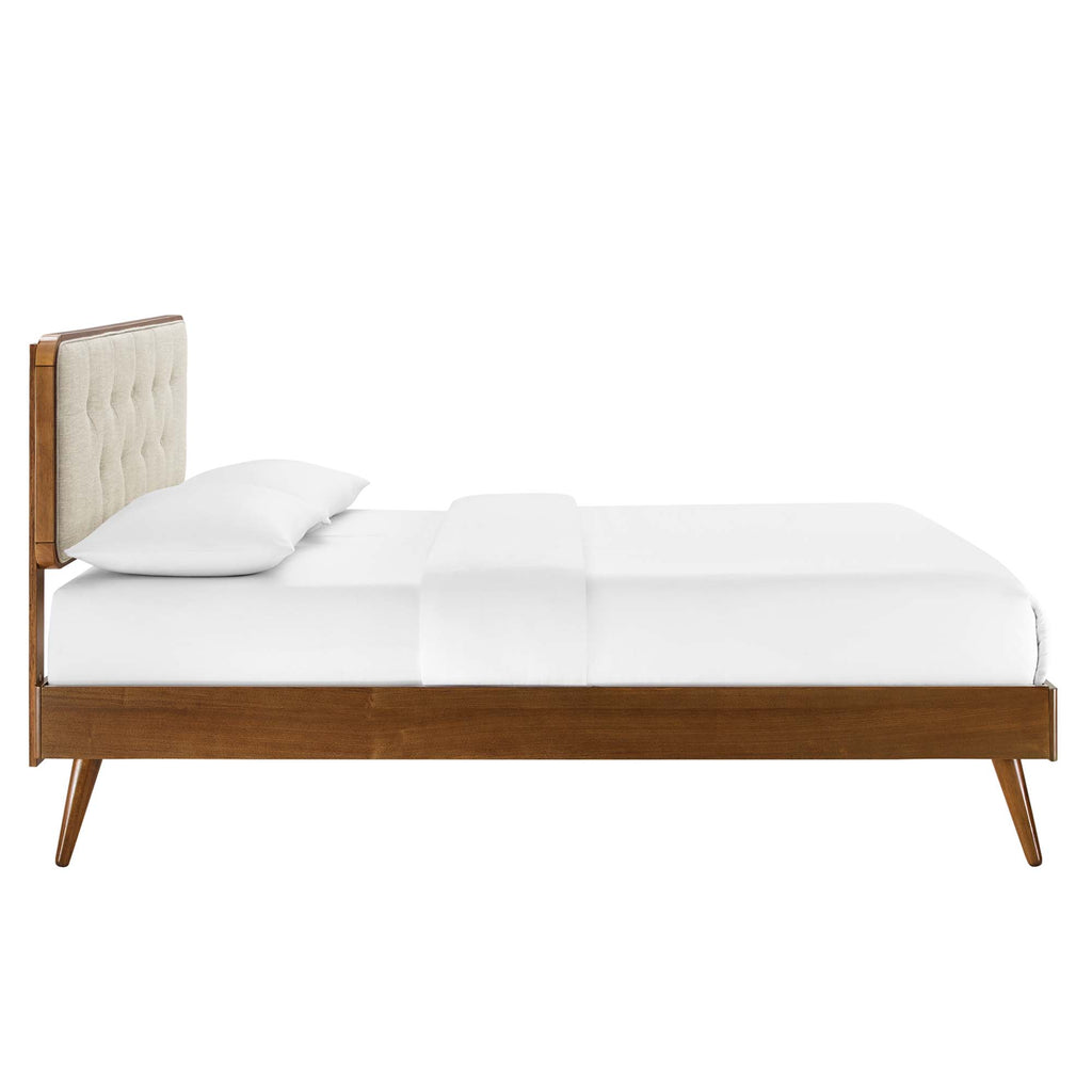 Bridgette Wood Twin Platform Bed With Splayed Legs - Walnut Beige