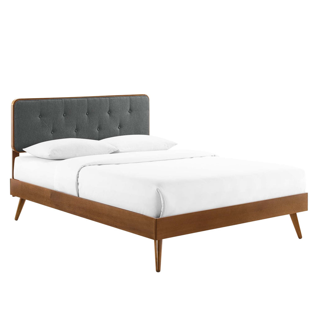 Bridgette Wood Twin Platform Bed With Splayed Legs - Walnut Charcoal