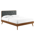 Bridgette Wood Twin Platform Bed With Splayed Legs - Walnut Charcoal