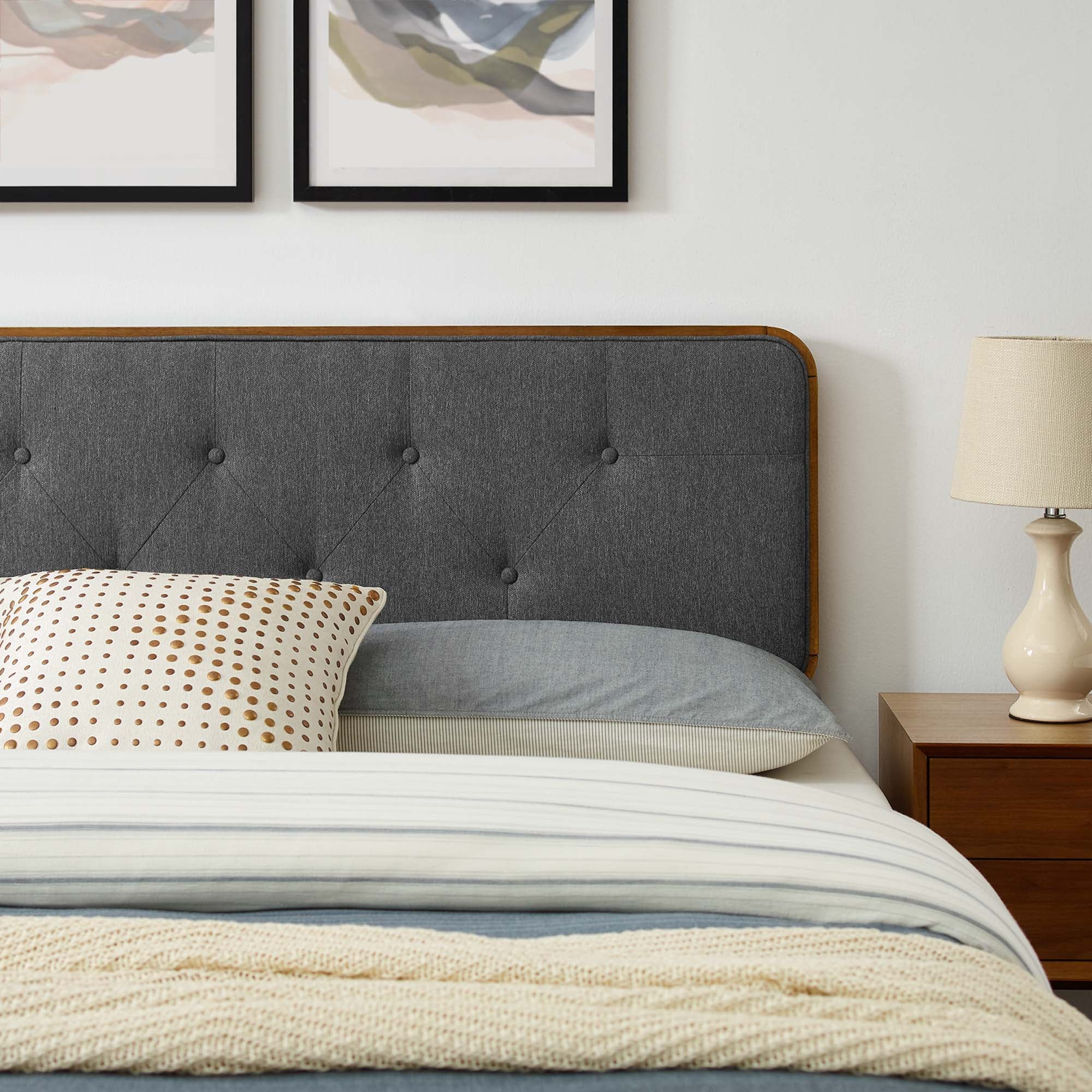 Bridgette Wood Twin Platform Bed With Splayed Legs - Walnut Charcoal