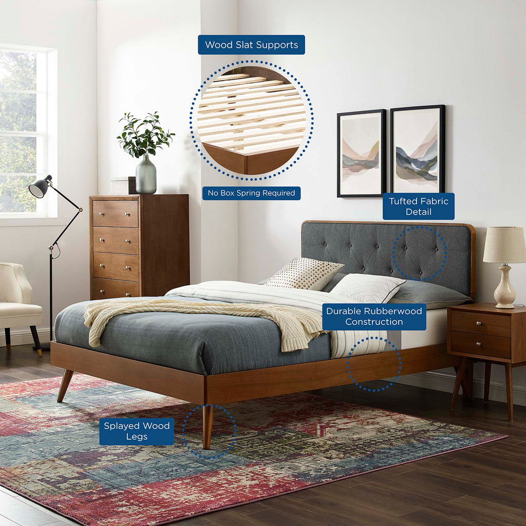 Bridgette Wood Twin Platform Bed With Splayed Legs - Walnut Charcoal