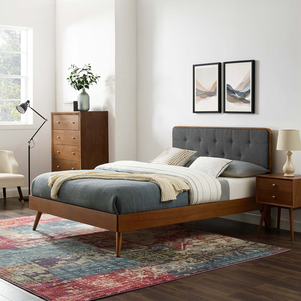 Bridgette Wood Twin Platform Bed With Splayed Legs - Walnut Charcoal