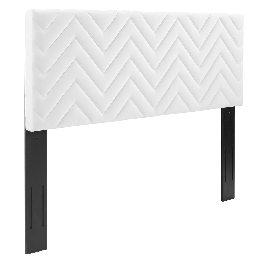 Mercy Chevron Tufted Performance Velvet Twin Headboard - White