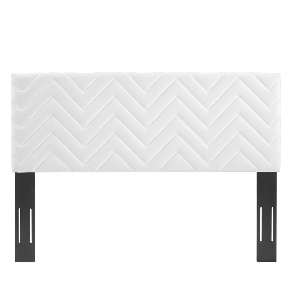 Mercy Chevron Tufted Performance Velvet Twin Headboard - White