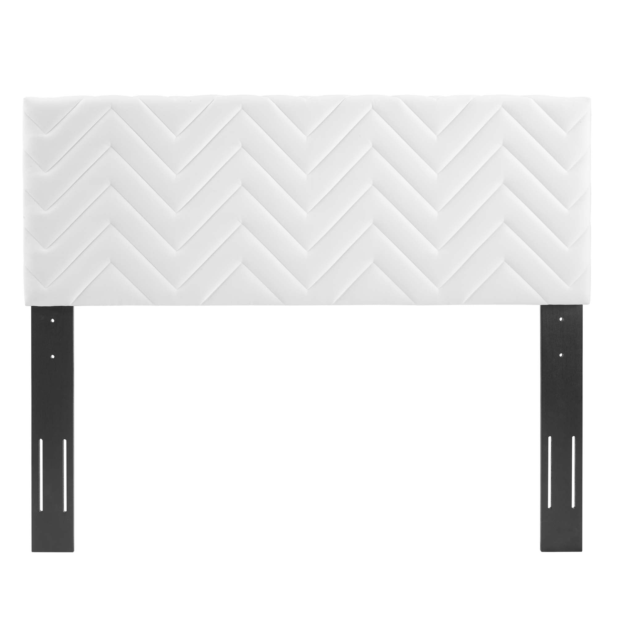 Mercy Chevron Tufted Performance Velvet Twin Headboard - White