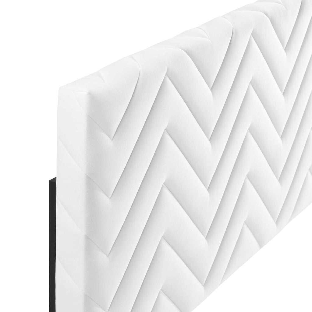 Mercy Chevron Tufted Performance Velvet Twin Headboard - White