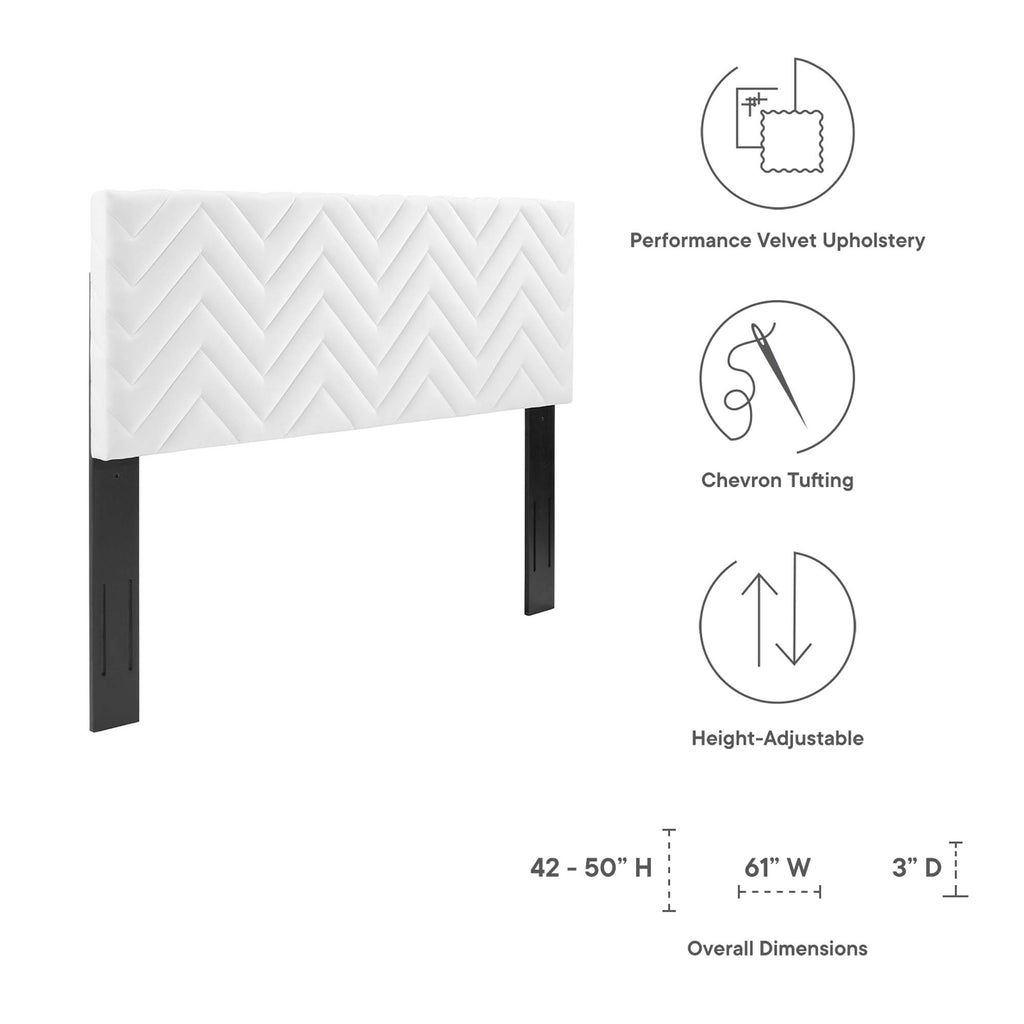 Mercy Chevron Tufted Performance Velvet Twin Headboard - White