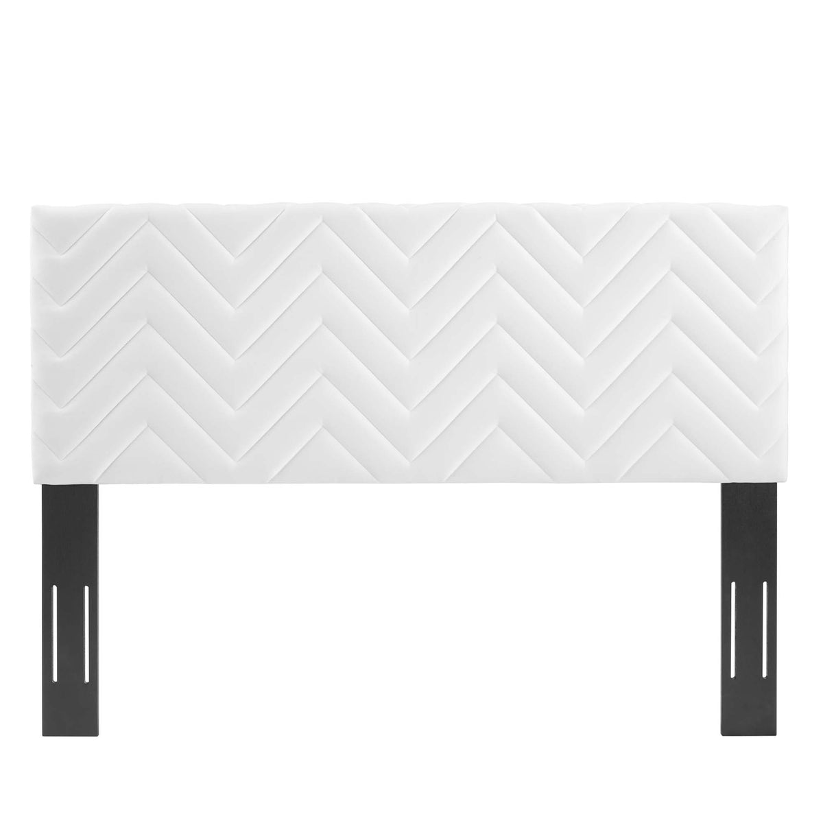 Mercy Chevron Tufted Performance Velvet Full/Queen Headboard - White