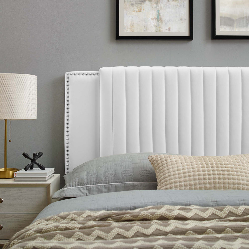 Felicity Channel Tufted Performance Velvet Twin Headboard - White
