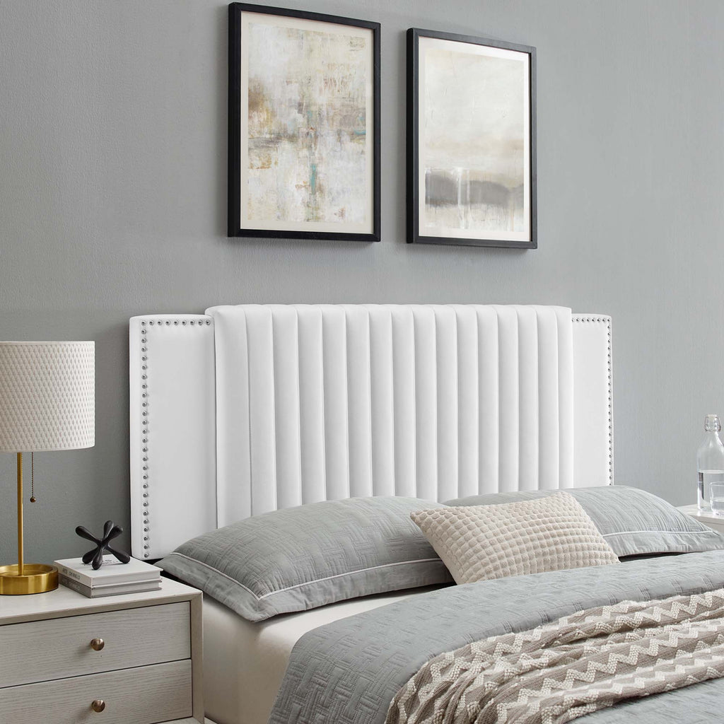 Felicity Channel Tufted Performance Velvet Twin Headboard - White