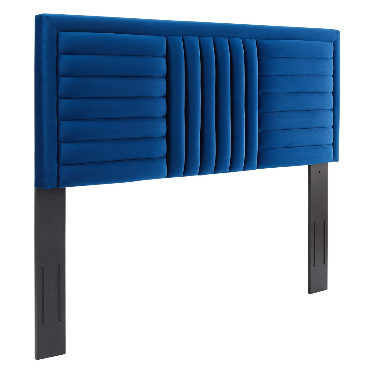 Believe Channel Tufted Performance Velvet Full/Queen Headboard - Navy