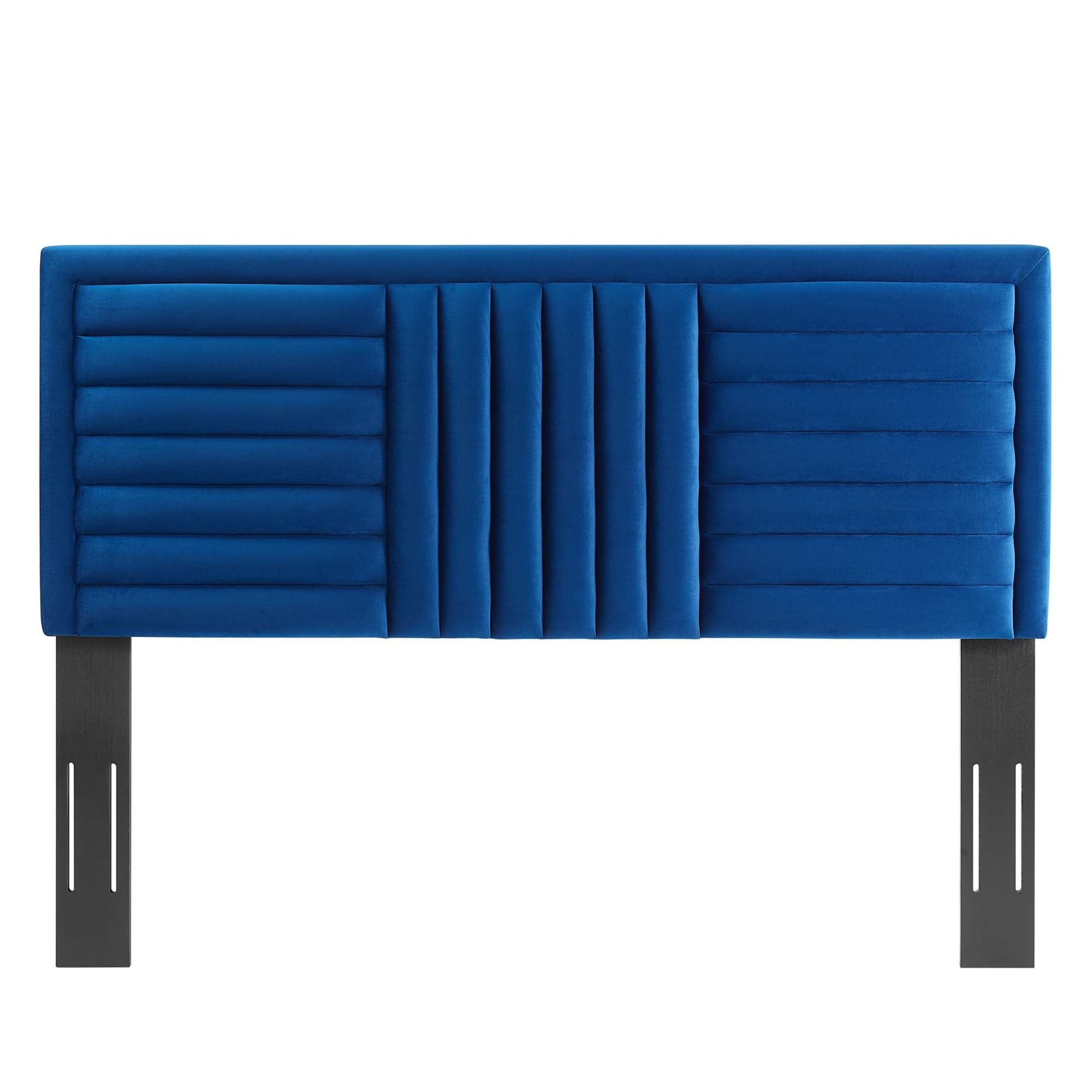 Believe Channel Tufted Performance Velvet Full/Queen Headboard - Navy
