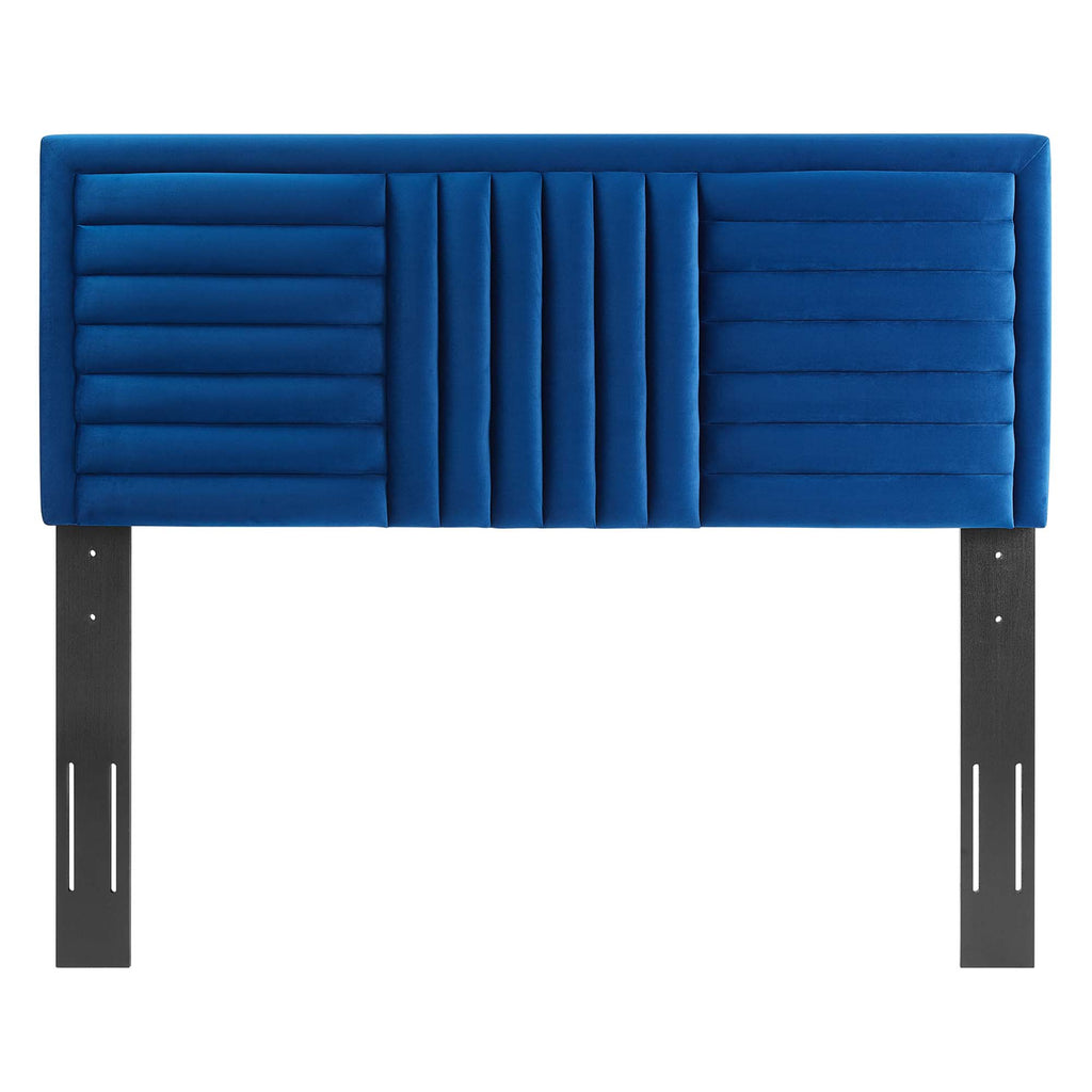 Believe Channel Tufted Performance Velvet Full/Queen Headboard - Navy
