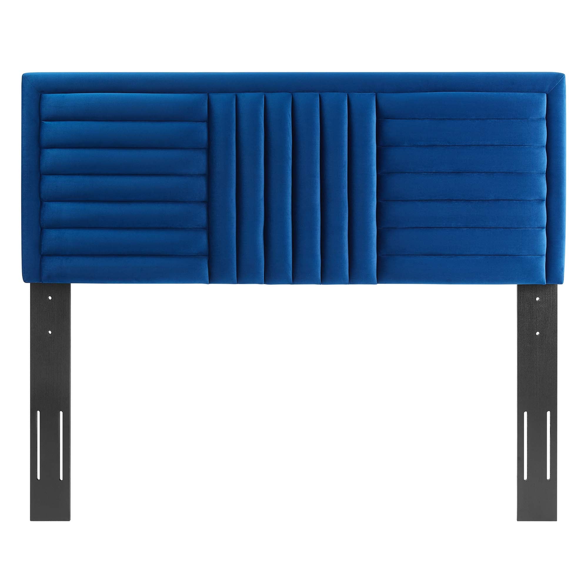 Believe Channel Tufted Performance Velvet Full/Queen Headboard - Navy