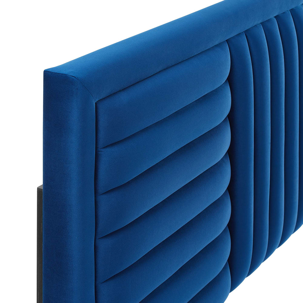 Believe Channel Tufted Performance Velvet Full/Queen Headboard - Navy