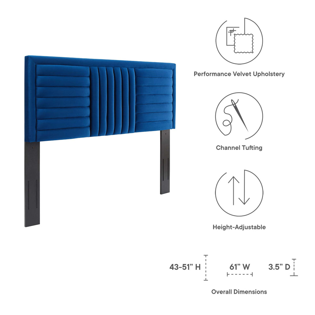 Believe Channel Tufted Performance Velvet Full/Queen Headboard - Navy