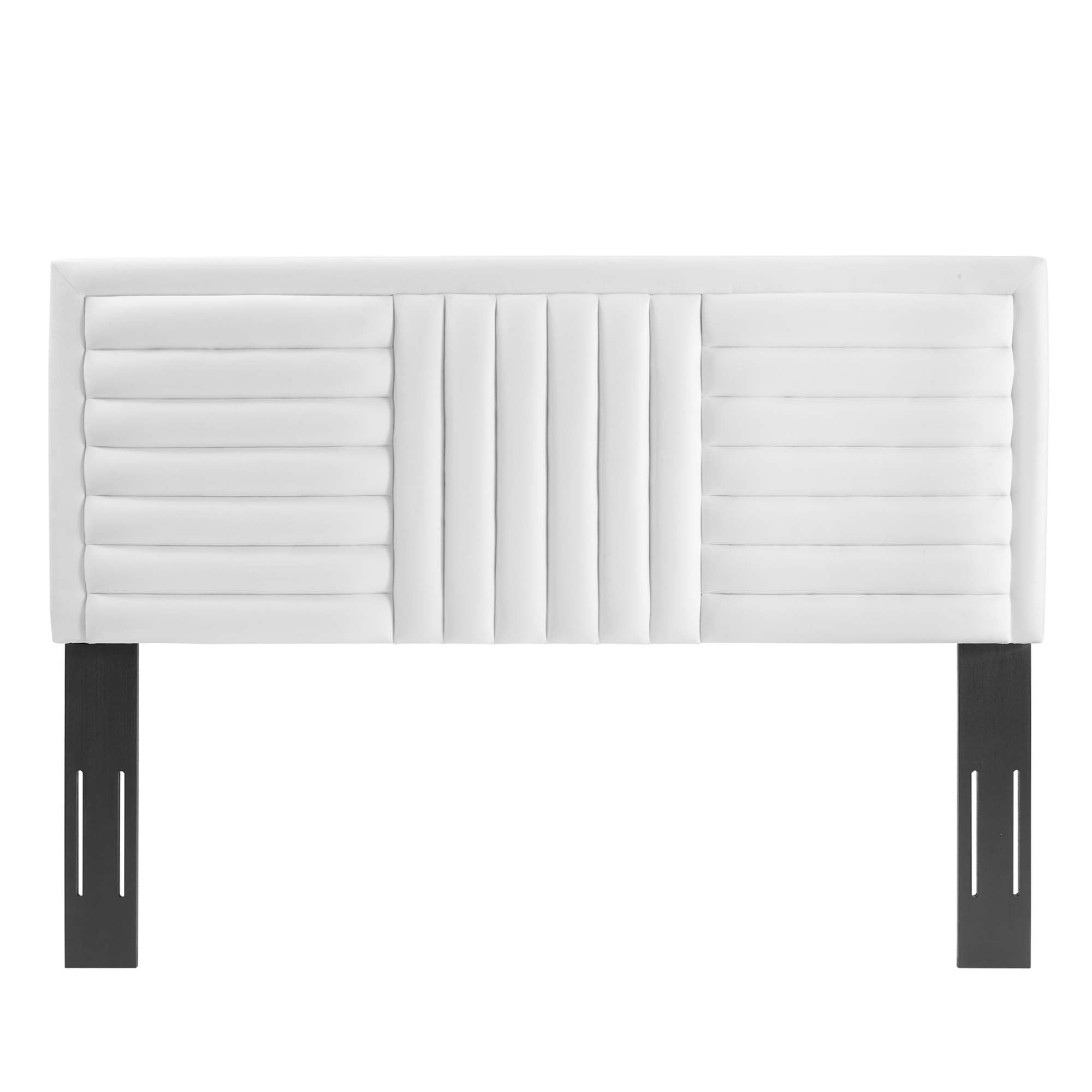 Believe Channel Tufted Performance Velvet Full/Queen Headboard - White