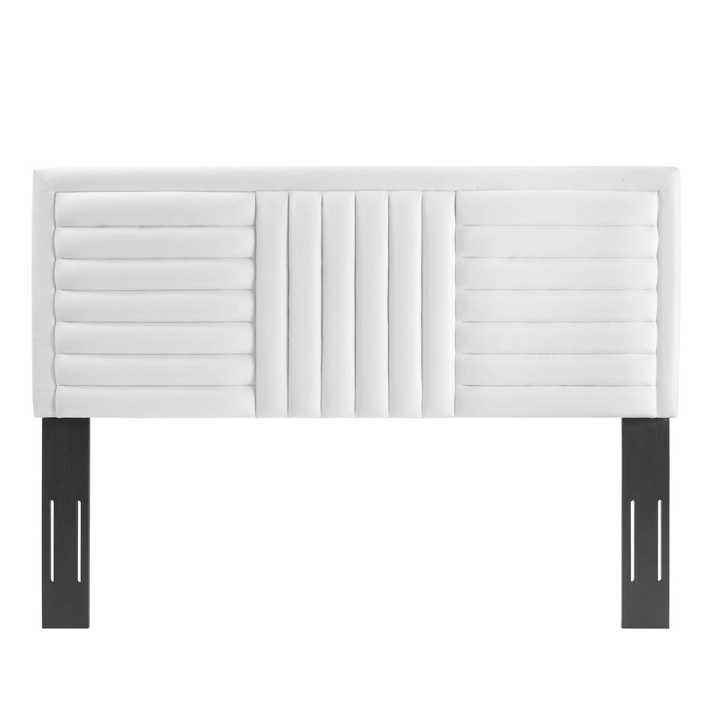 Believe Channel Tufted Performance Velvet King/California King Headboard - White