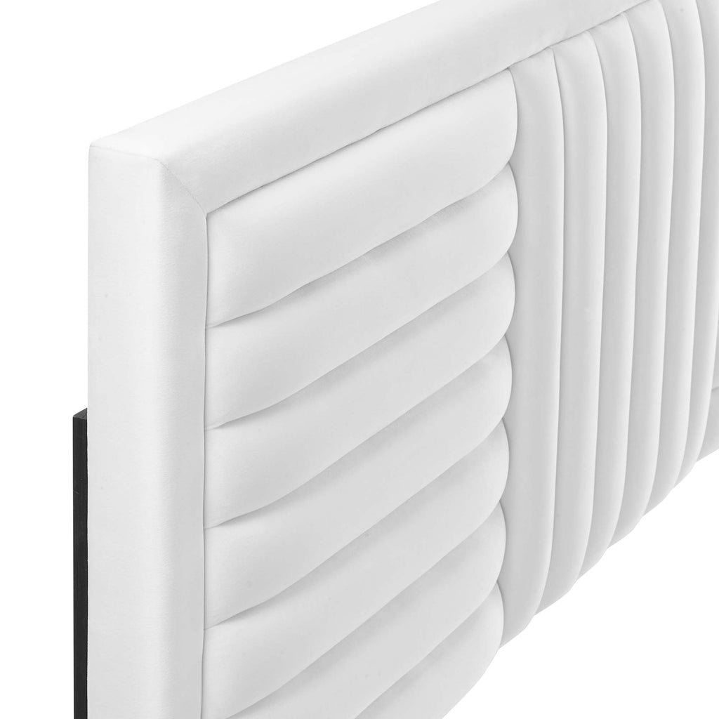 Believe Channel Tufted Performance Velvet King/California King Headboard - White