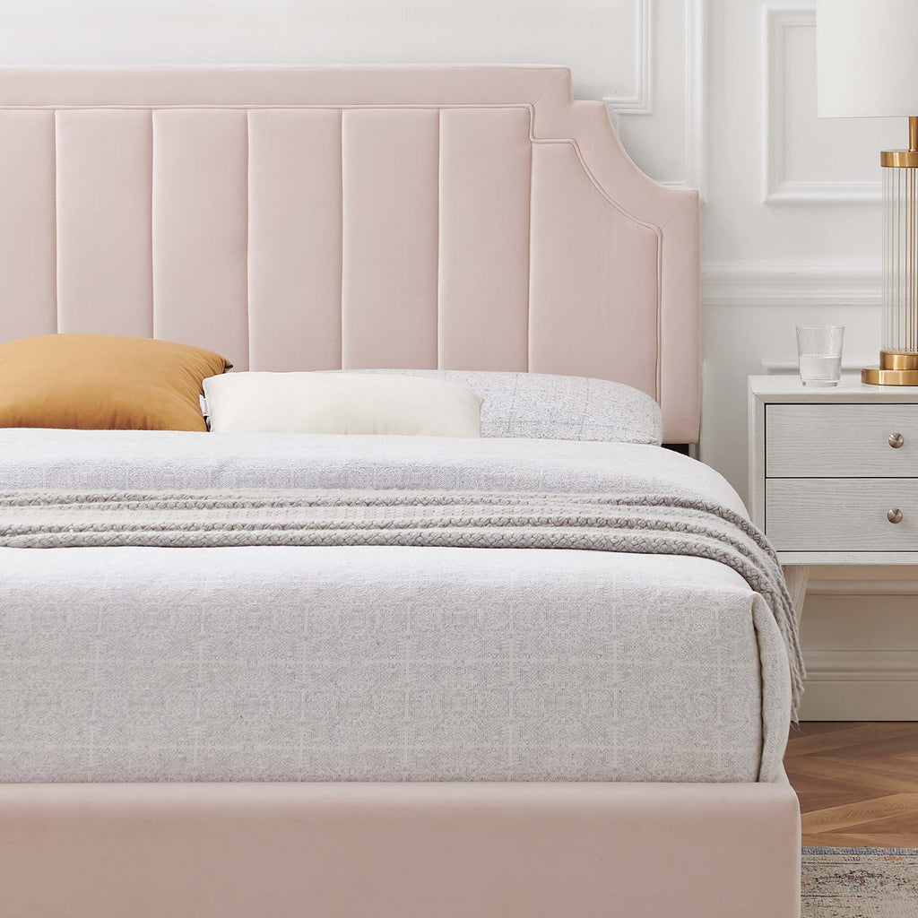 Sienna Performance Velvet Queen Platform Bed - Pink (MOD-6712-PNK)