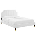 Sienna Performance Velvet Queen Platform Bed - White (MOD-6713-WHI)