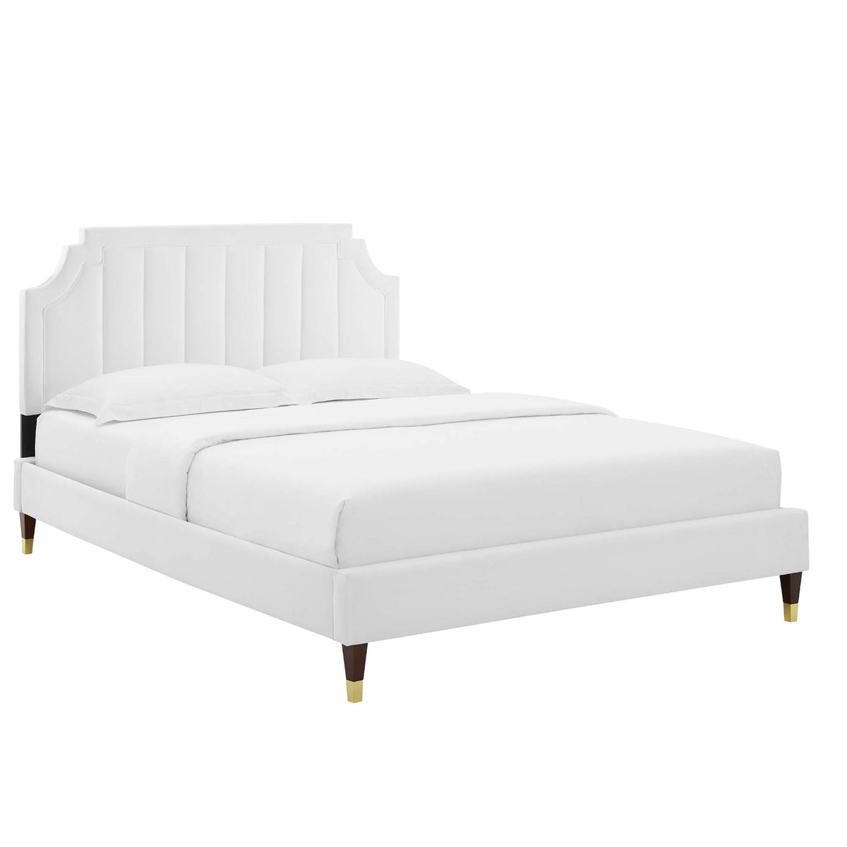 Sienna Performance Velvet Queen Platform Bed - White (MOD-6713-WHI)