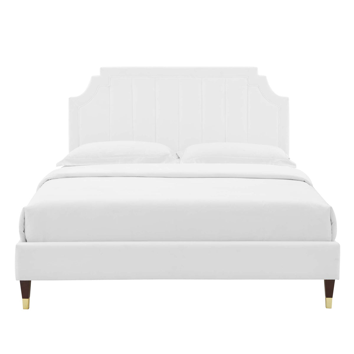 Sienna Performance Velvet Queen Platform Bed - White (MOD-6713-WHI)