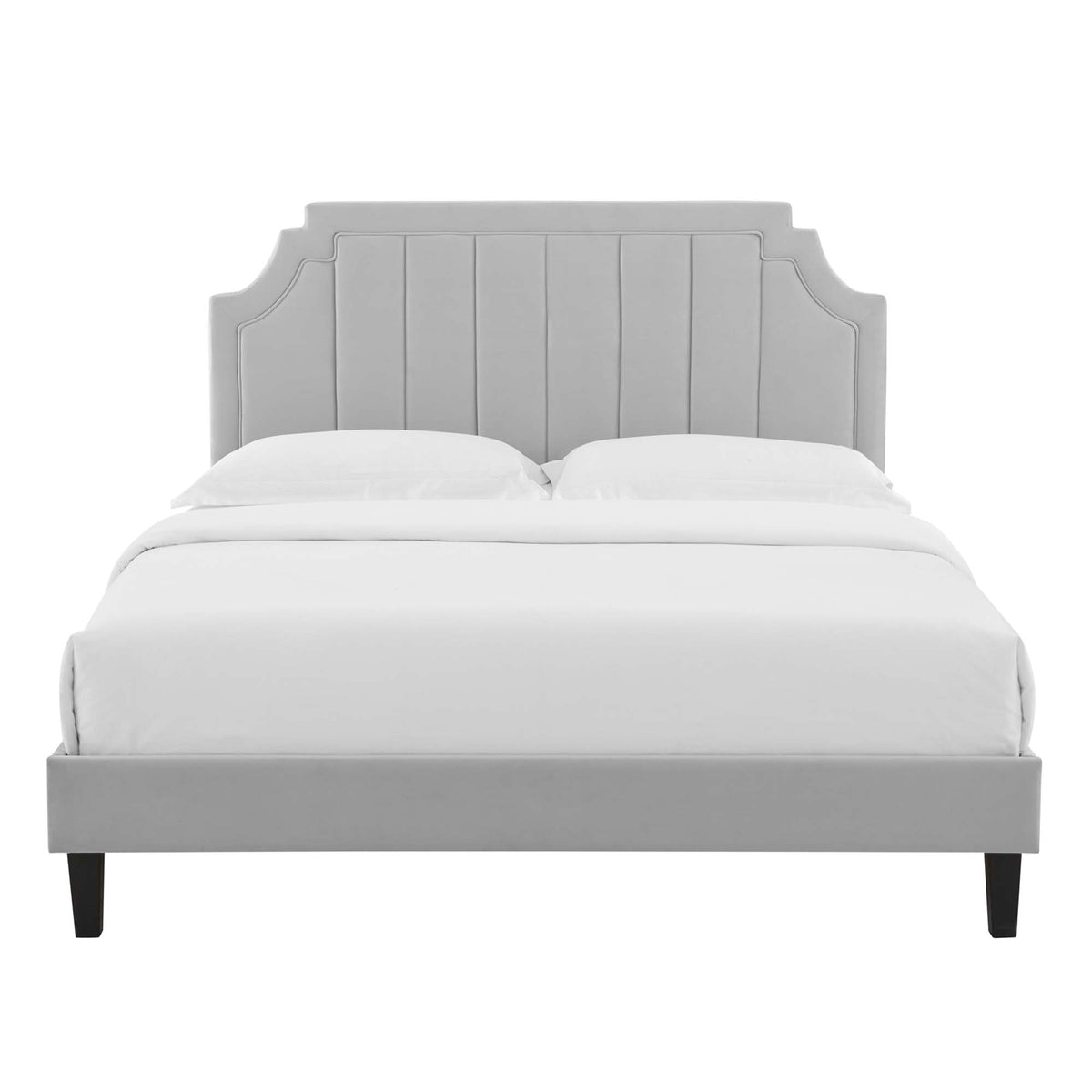 Sienna Performance Velvet Queen Platform Bed - Light Gray