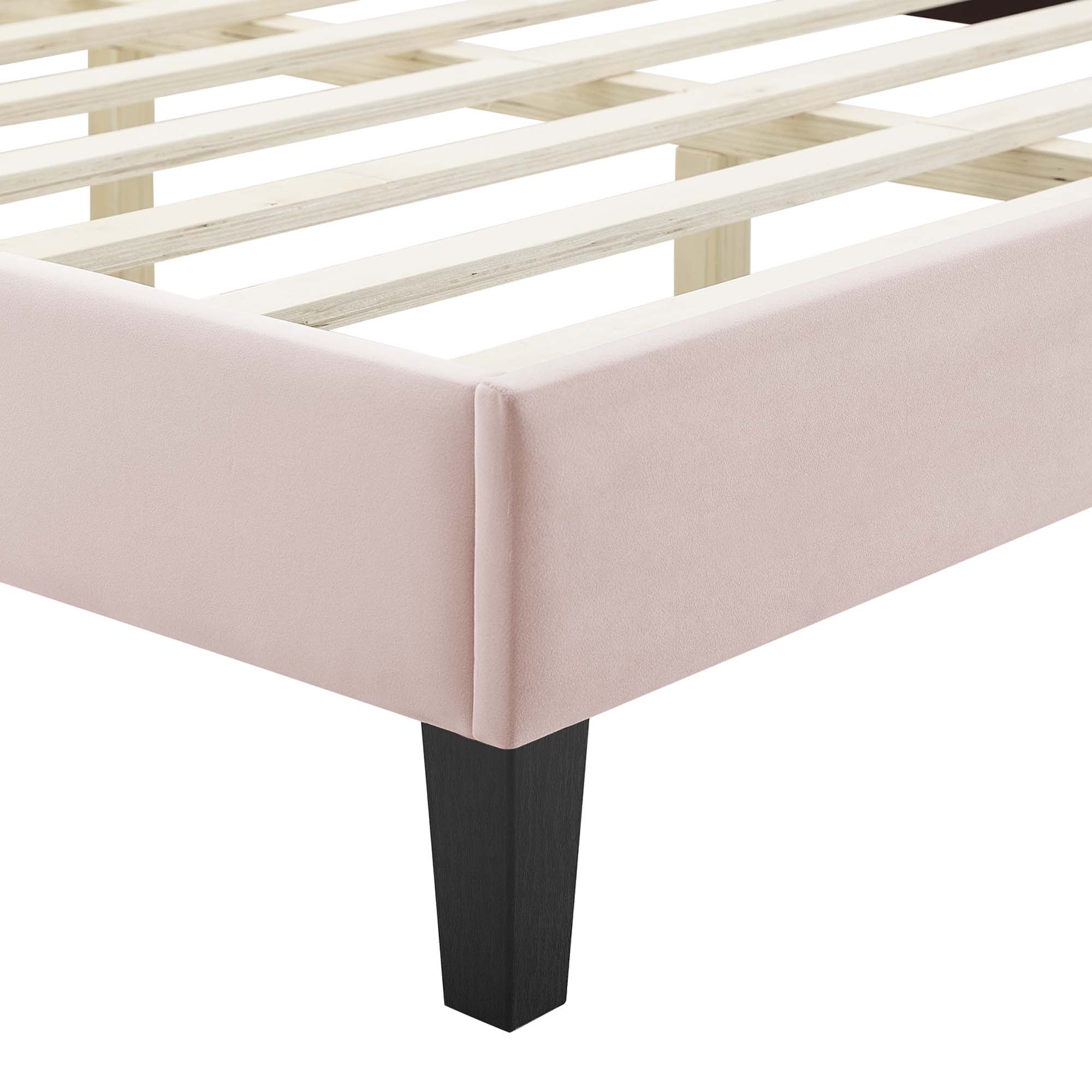 Sienna Performance Velvet Queen Platform Bed - Pink (MOD-6714-PNK)