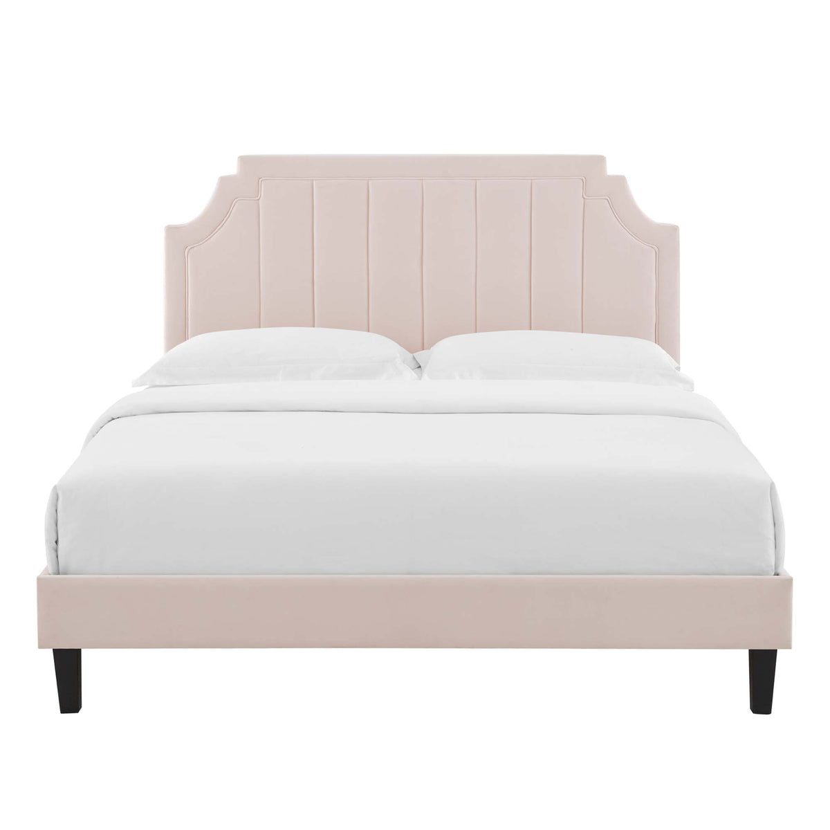 Sienna Performance Velvet Queen Platform Bed - Pink (MOD-6714-PNK)
