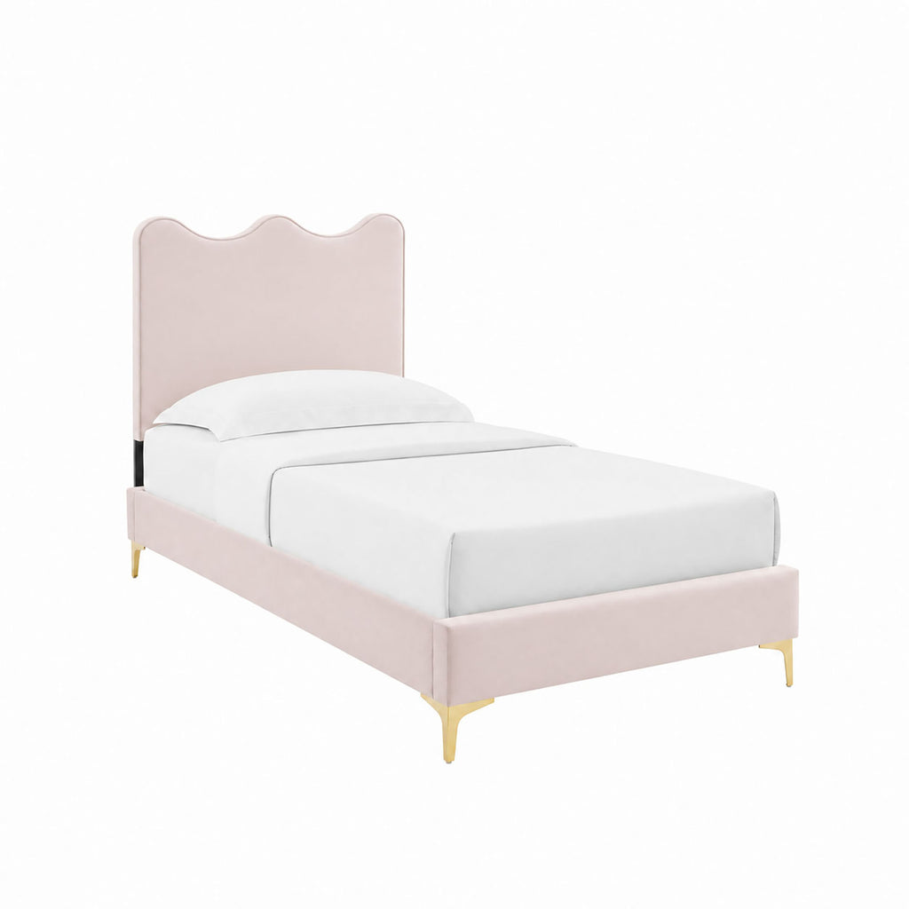 Current Performance Velvet Twin Platform Bed - Pink (MOD-6727-PNK)